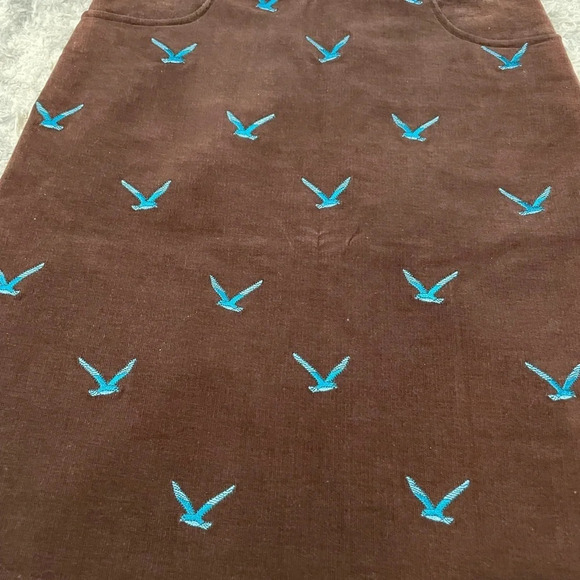 Lilly Pulitzer Corduroy Skirt Womens Size 2 Brown w/ Blue Birds Stretch … - Picture 2 of 6